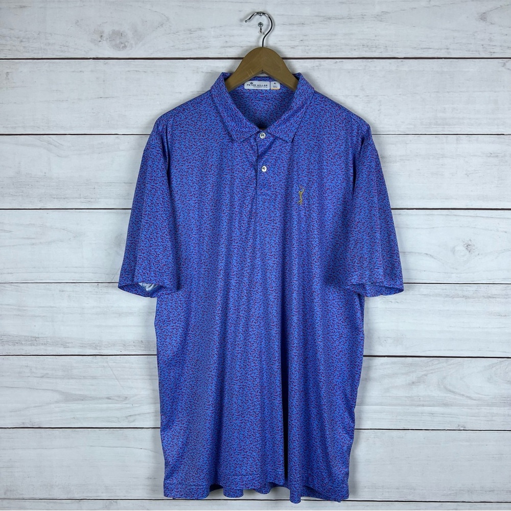 Peter Millar Featherweight UPF 50+ The Players Whales Golf Polo Shirt XL